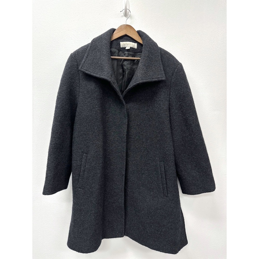 Vintage Liz Claiborne Boiled Wool Car Coat‎ Charcoal Gray 18